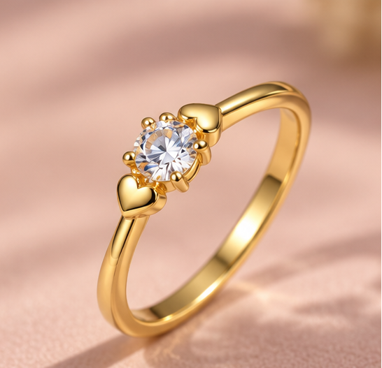 Heart Accent Solitaire Ring