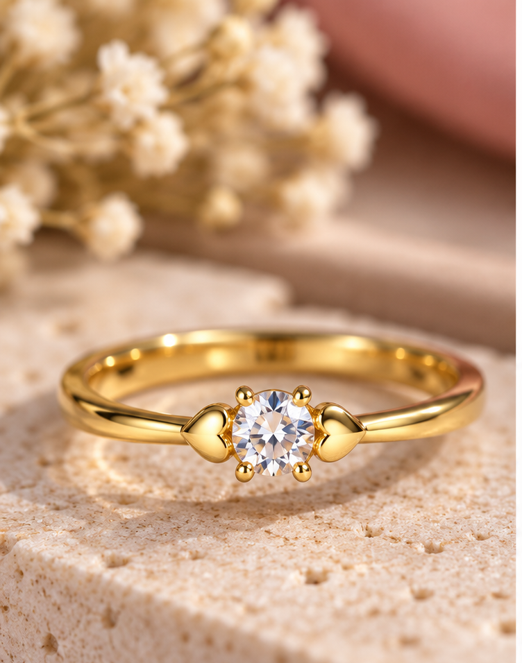 Heart Accent Solitaire Ring