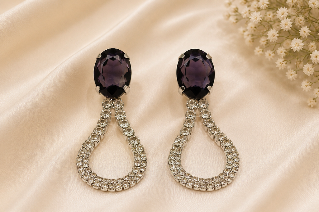 Amethyst crystal drop earrings