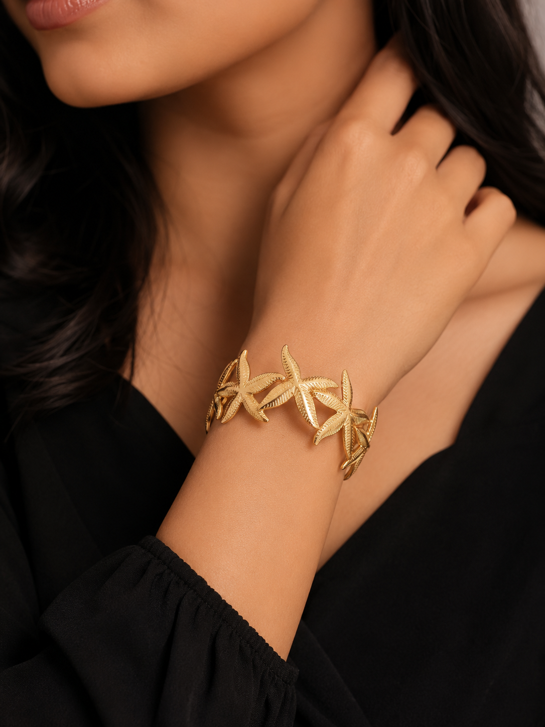 Gold Plated Starfish Cuff Bracelet