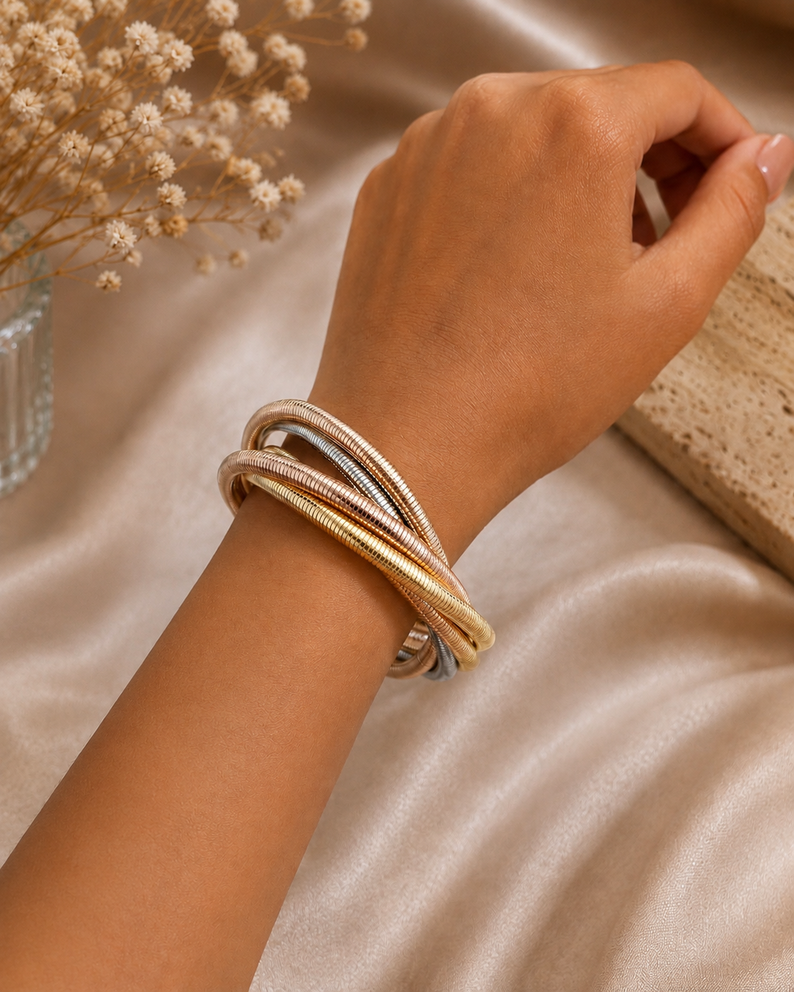 Multi-Layer Snake Chain Coiled Bracelet-cum-Necklace