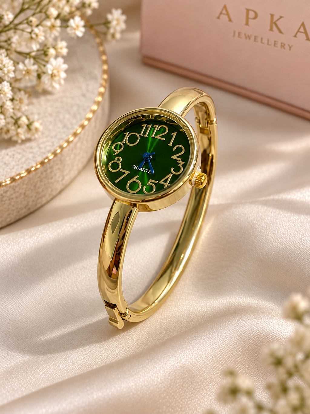 Vintage-style stainless steel women's bangle jewelry watch