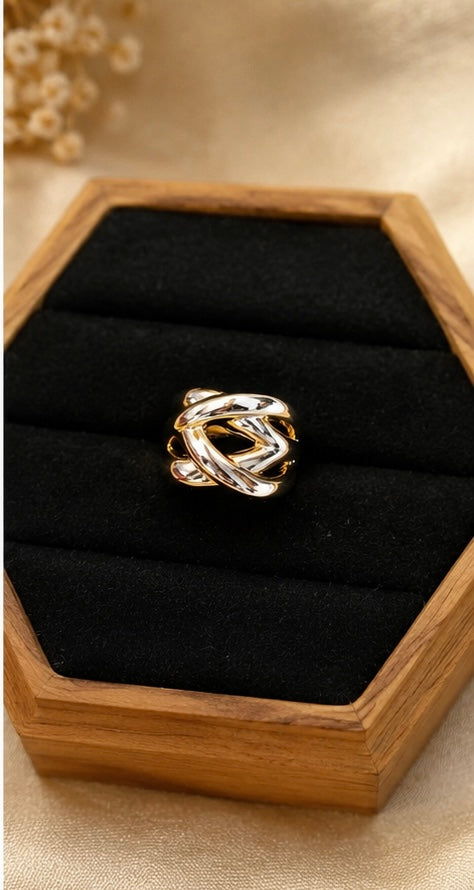 Gold-tone intertwined statement ring