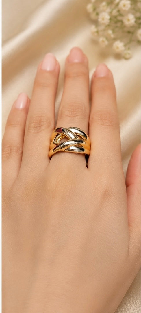 Gold-tone intertwined statement ring