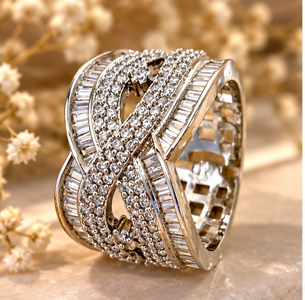 Shine Eternal Criss Cross Baguette Diamond Band
