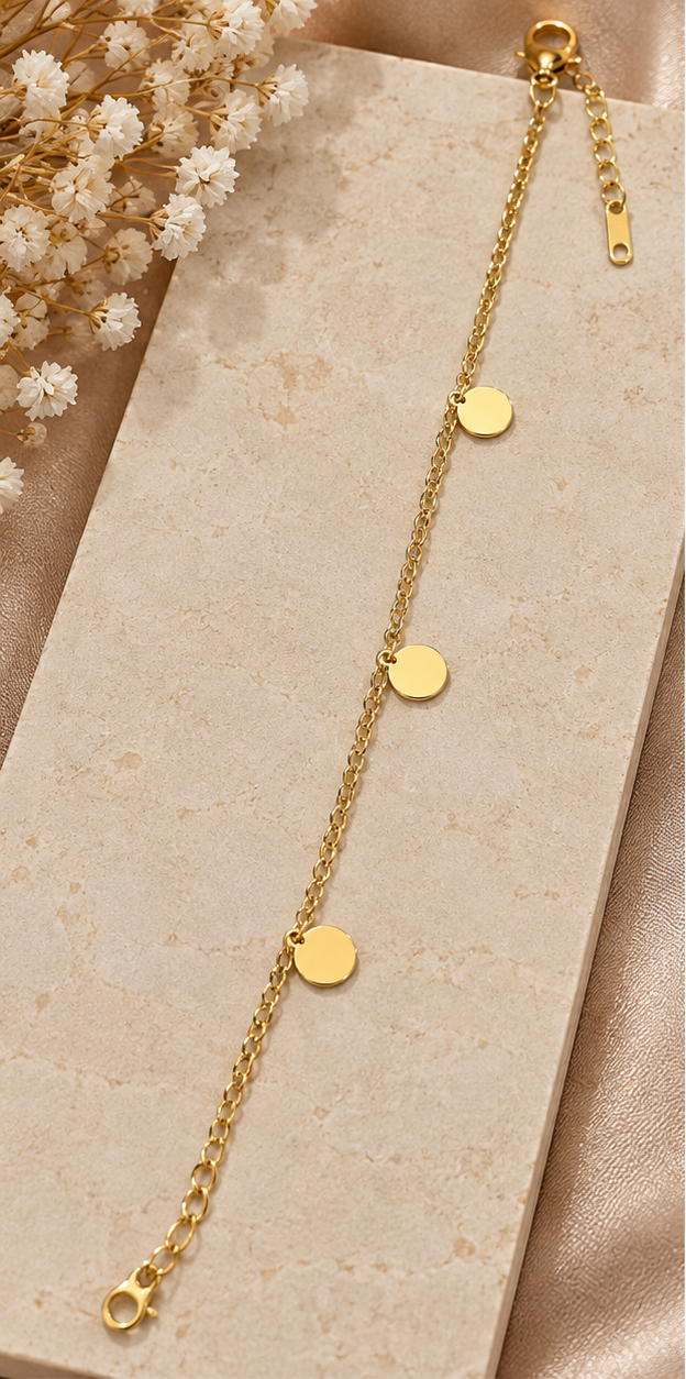 Minimalist circular disc charm bracelet