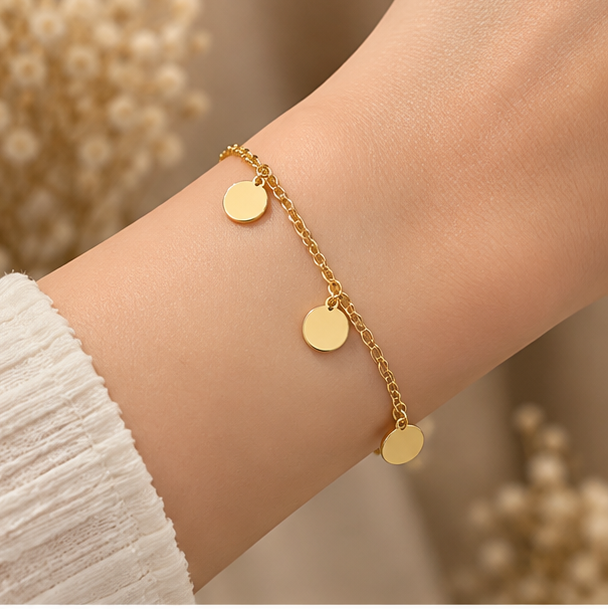 Minimalist circular disc charm bracelet