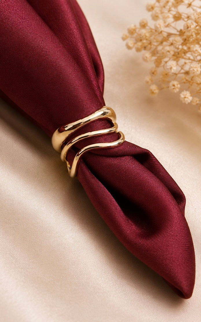Gold-tone multi-layered wavy statement ring
