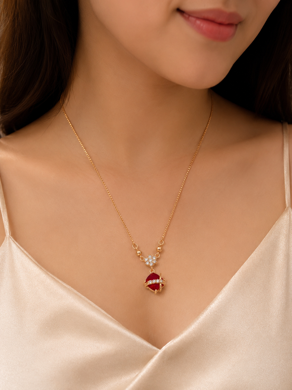 Celestial-inspired rose gold pendant necklace