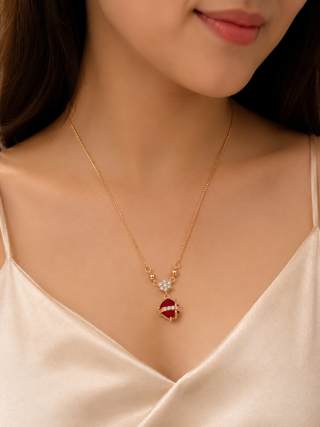 Celestial-inspired rose gold pendant necklace