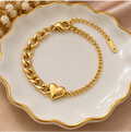 Asymmetric asymmetric heart cuban link bracelet