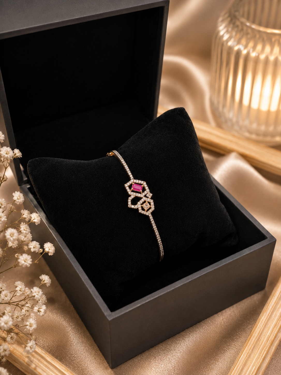 AD geometric gold-plated bangle bracelet
