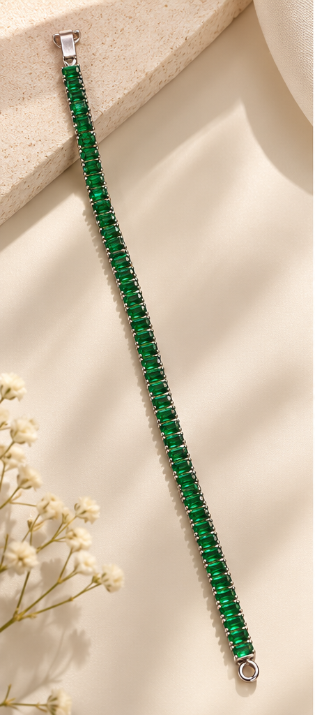 Elegant emerald baguette tennis bracelet