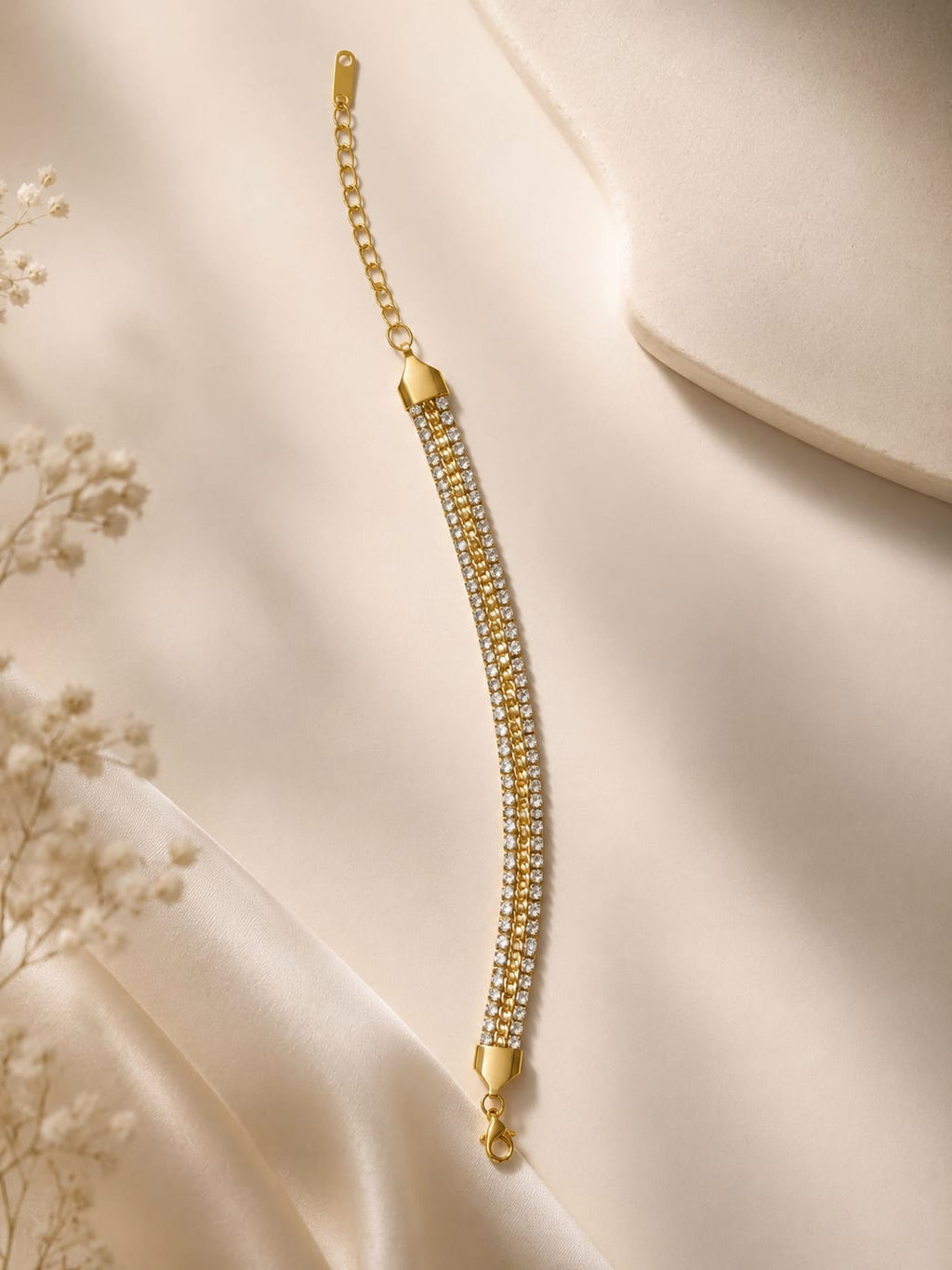 luxurious multi-layered golden crystal bracelet