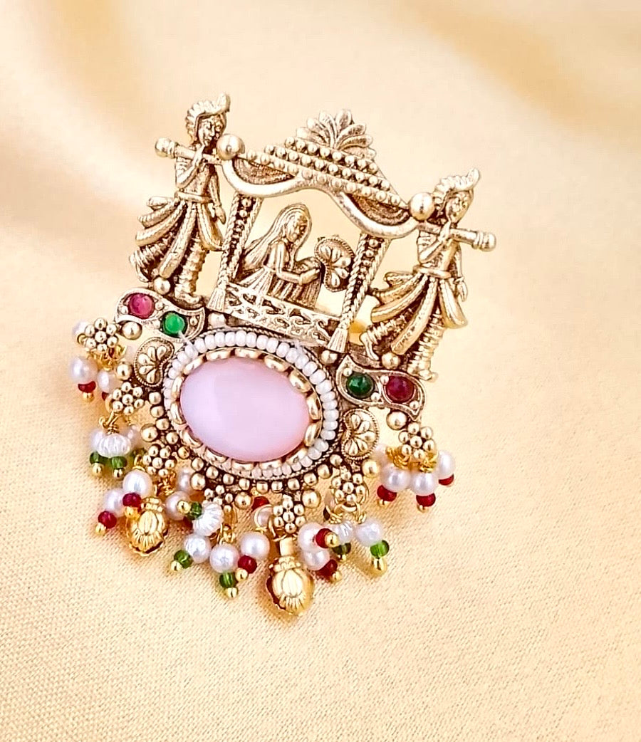 Antique gold-plated Doli narrative cocktail ring