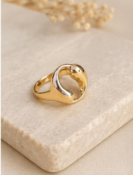 Gold-tone organic teardrop statement ring