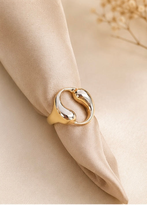 Gold-tone organic teardrop statement ring