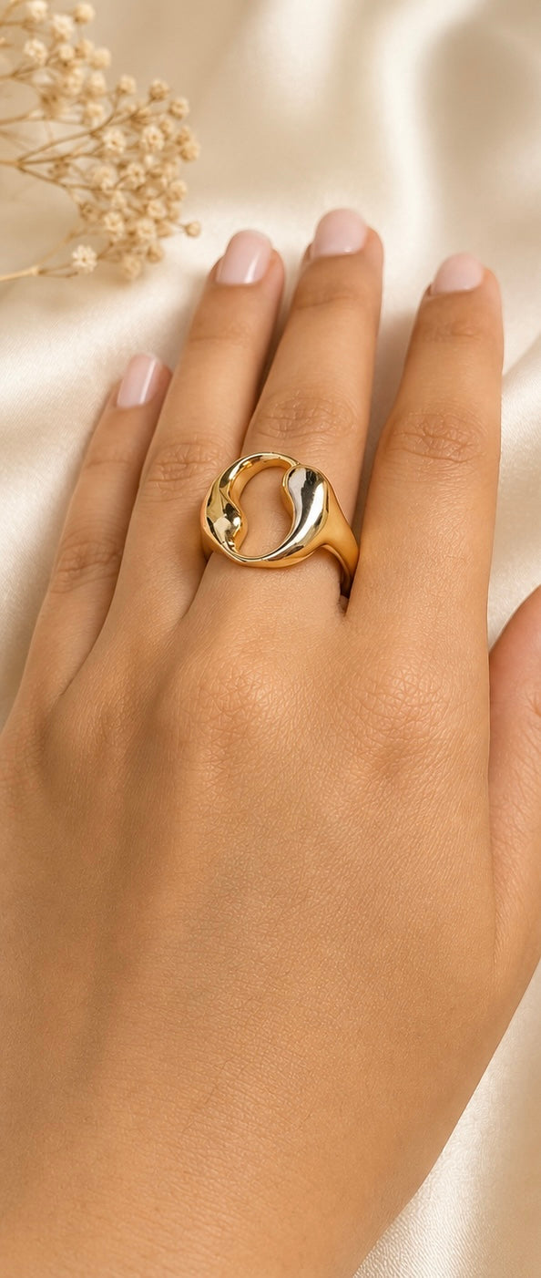 Gold-tone organic teardrop statement ring