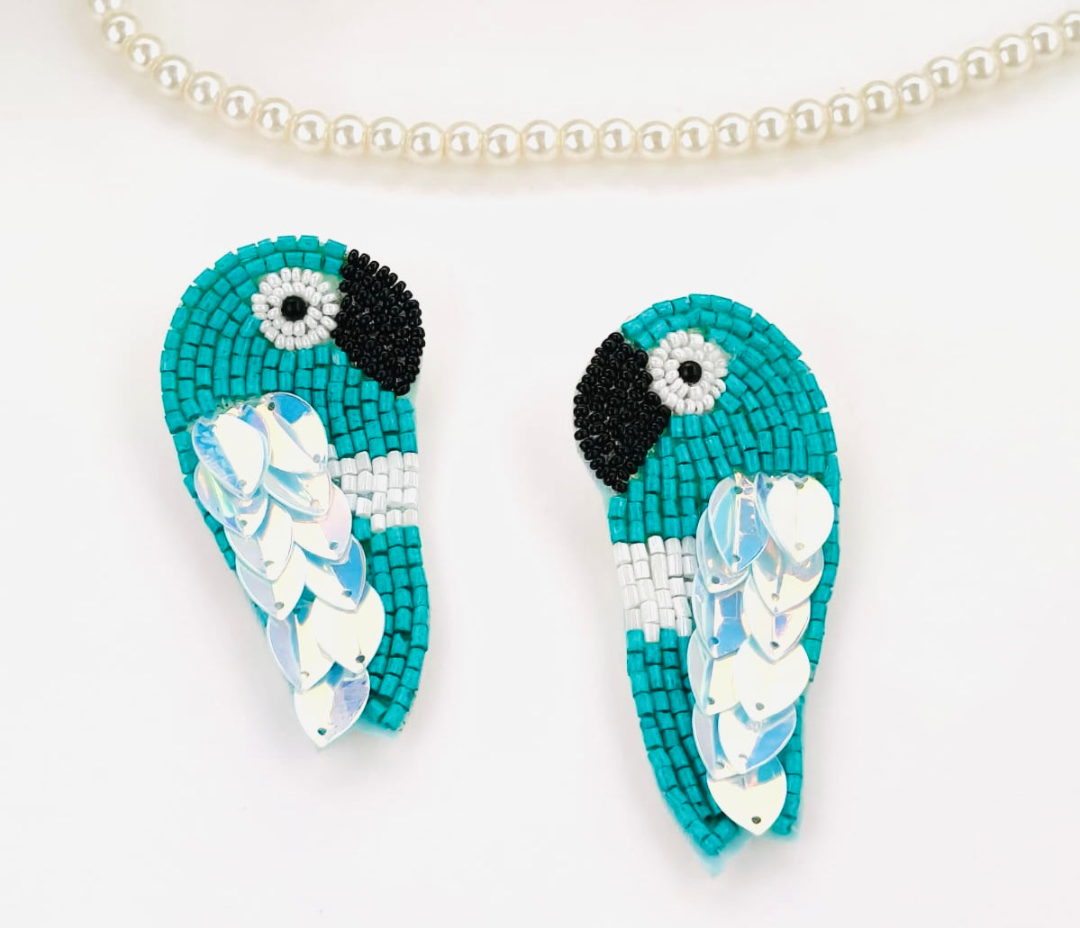 Handmade  parrot beaded stud earrings