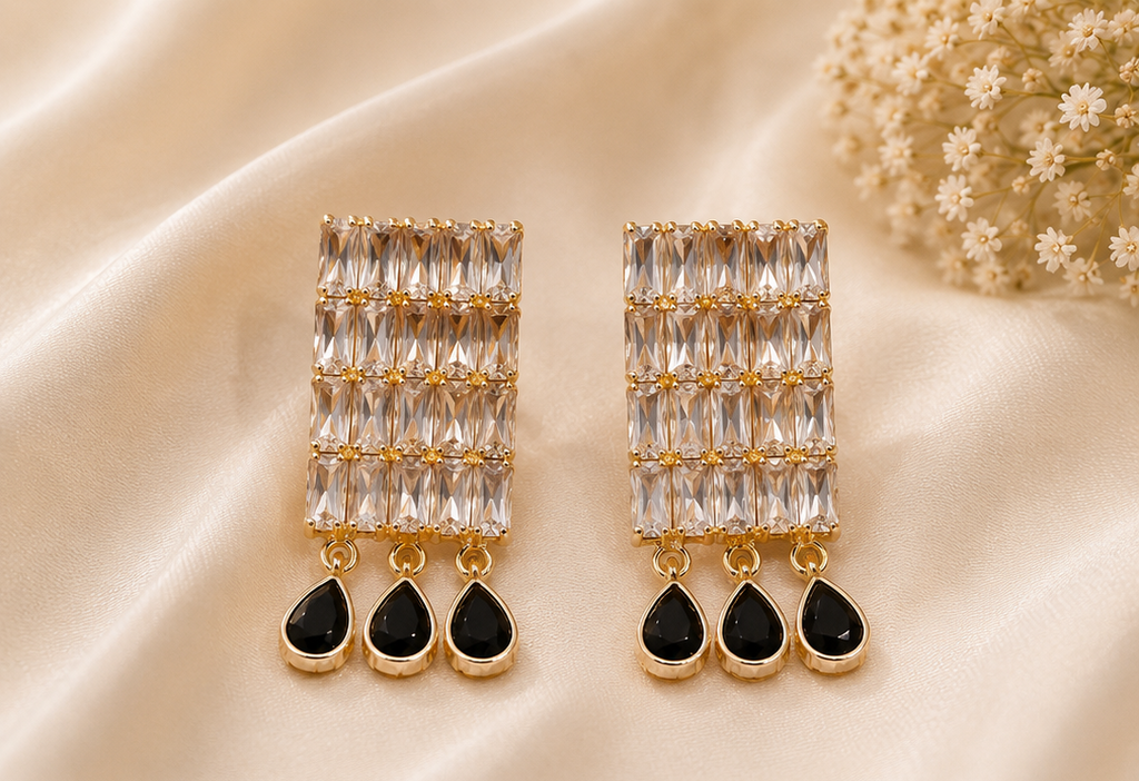 Crystal geometric drop earrings