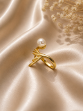Mermaid tail pearl open bypass ring