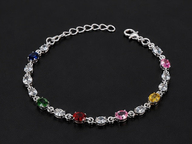 Vibrant multicolor crystal tennis bracelet