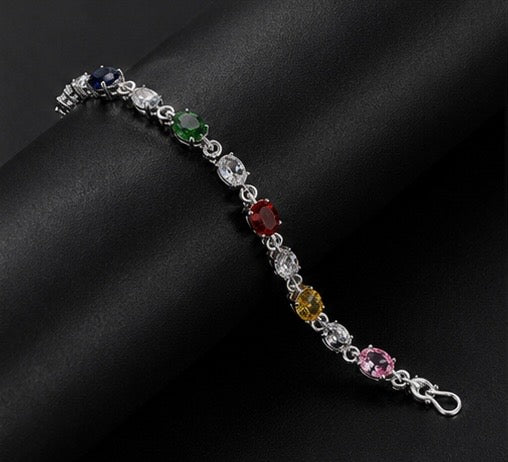 Vibrant multicolor crystal tennis bracelet
