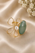 Modern Floral Sage Statement Ring