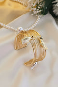 Multi-Wire Pearl And Fish Charm Cuff