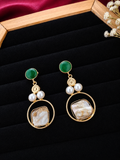 Geometric  Stone & Mother of Pearl Drop Earring