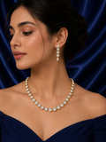 Single-Line Gold-Plated American Diamond Big Solitaire Tennis Necklace Set