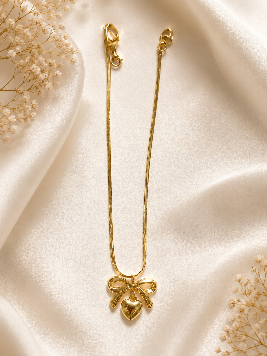 Bow & Heart Pendant Necklace