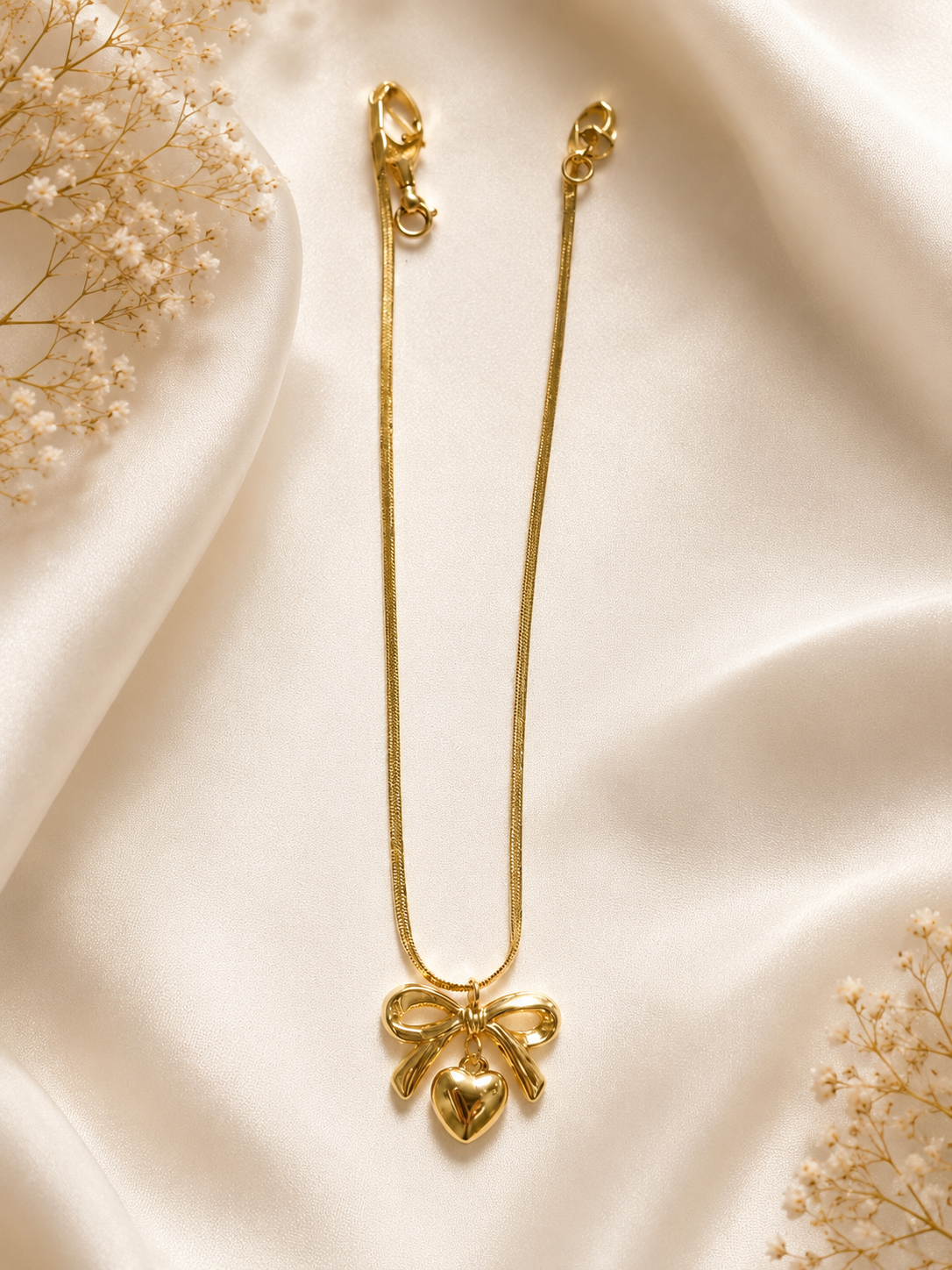 Bow & Heart Pendant Necklace
