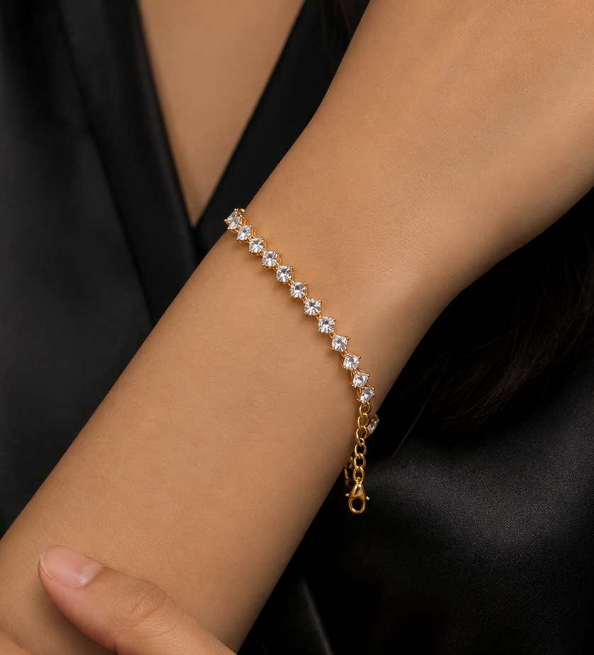Gold-toned crystal tennis bracelet