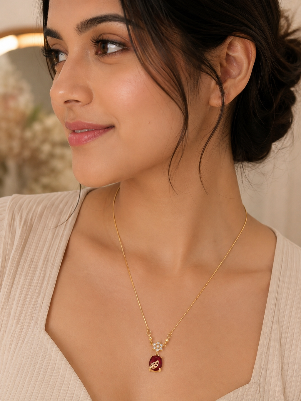 Minimalist gold-plated pendant necklace