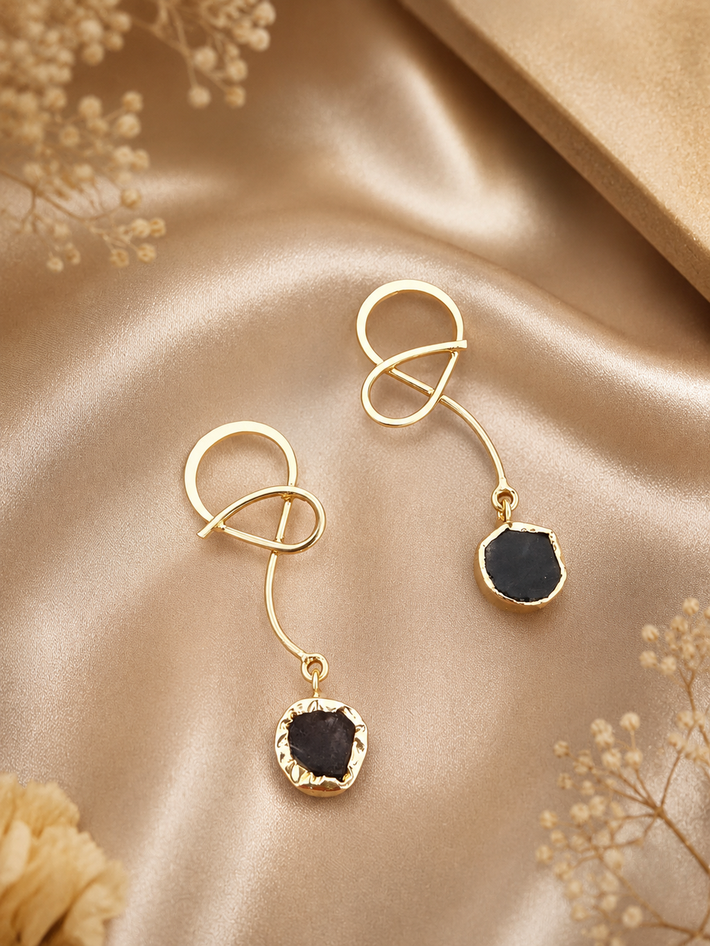 Modern Geometric Asymmetric Gold-Plated Drop Earrings