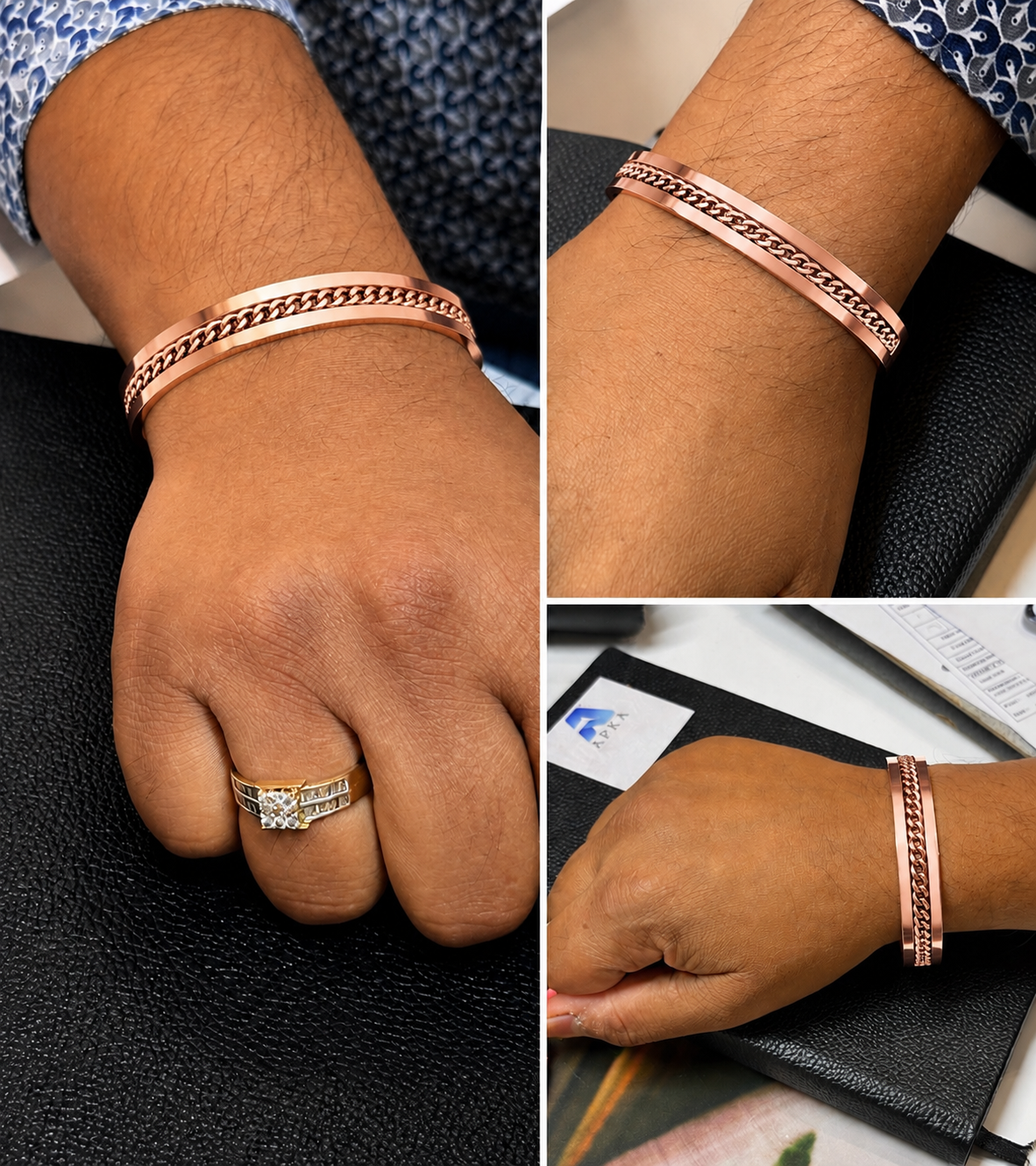 Elegant rose gold cuff  men's bracelet (kada)