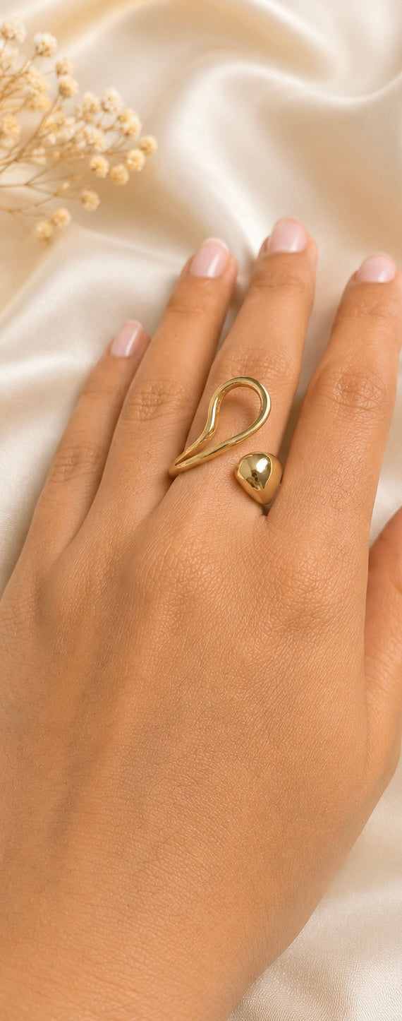 Gold-tone abstract sculptural open ring