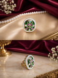 Kundan Meenakari statement cocktail ring