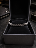 Contemporary silver/golden geometric checkerboard men's bracelet