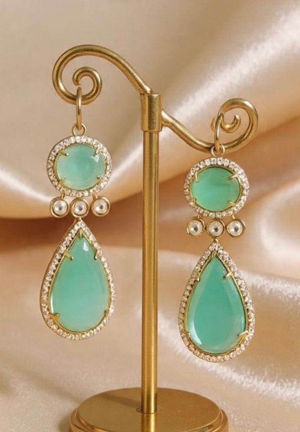 Elegant mint stone earring Elegant lavender stone earring