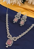 AD necklace set with baby pink stone