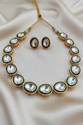 Kundan oval choker necklace Green (large)