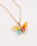 Multicolor Resin Butterfly Pendant Necklace
