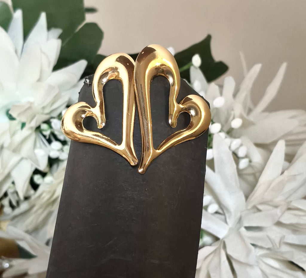 Gold-toned  big heart earrings