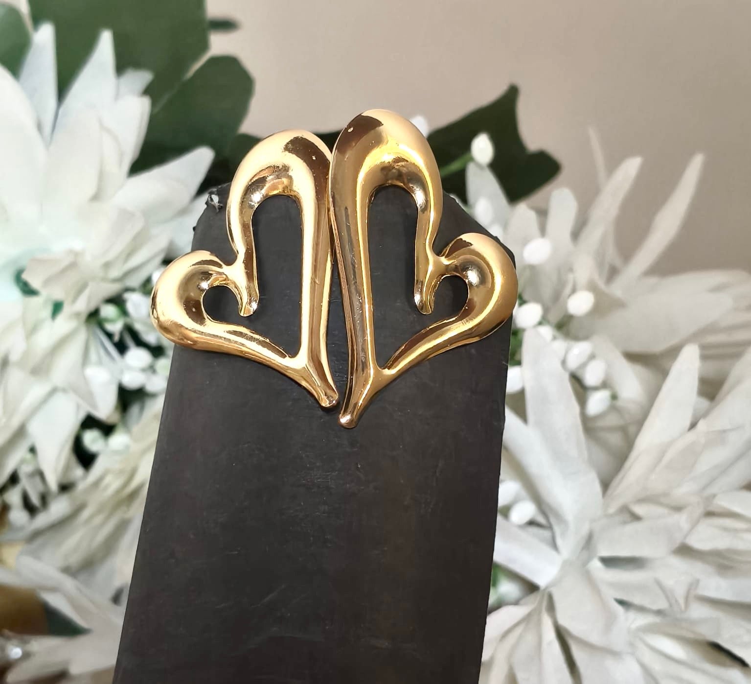 Gold-toned  big heart earrings