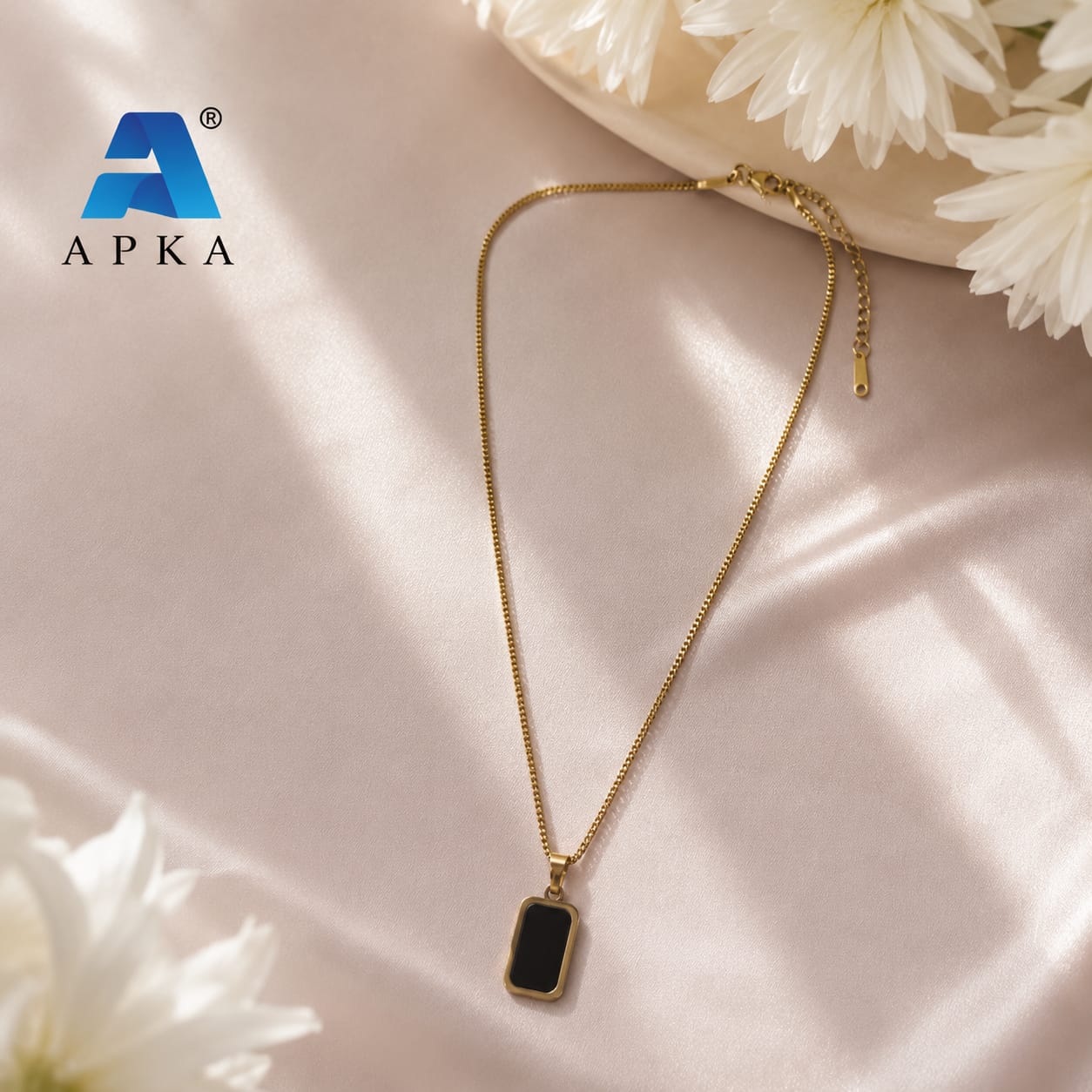 Rectangular Black Onyx Pendant Neckchain