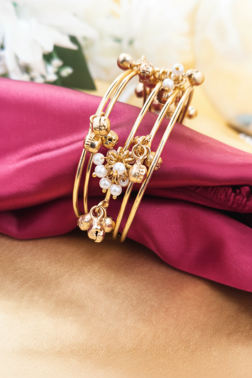 Traditional Kashmiri-inspired Multi-Layer Ghungroo Cuff Bracelet