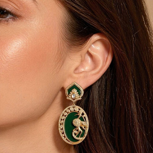 AD Green Stone Peacock Earring