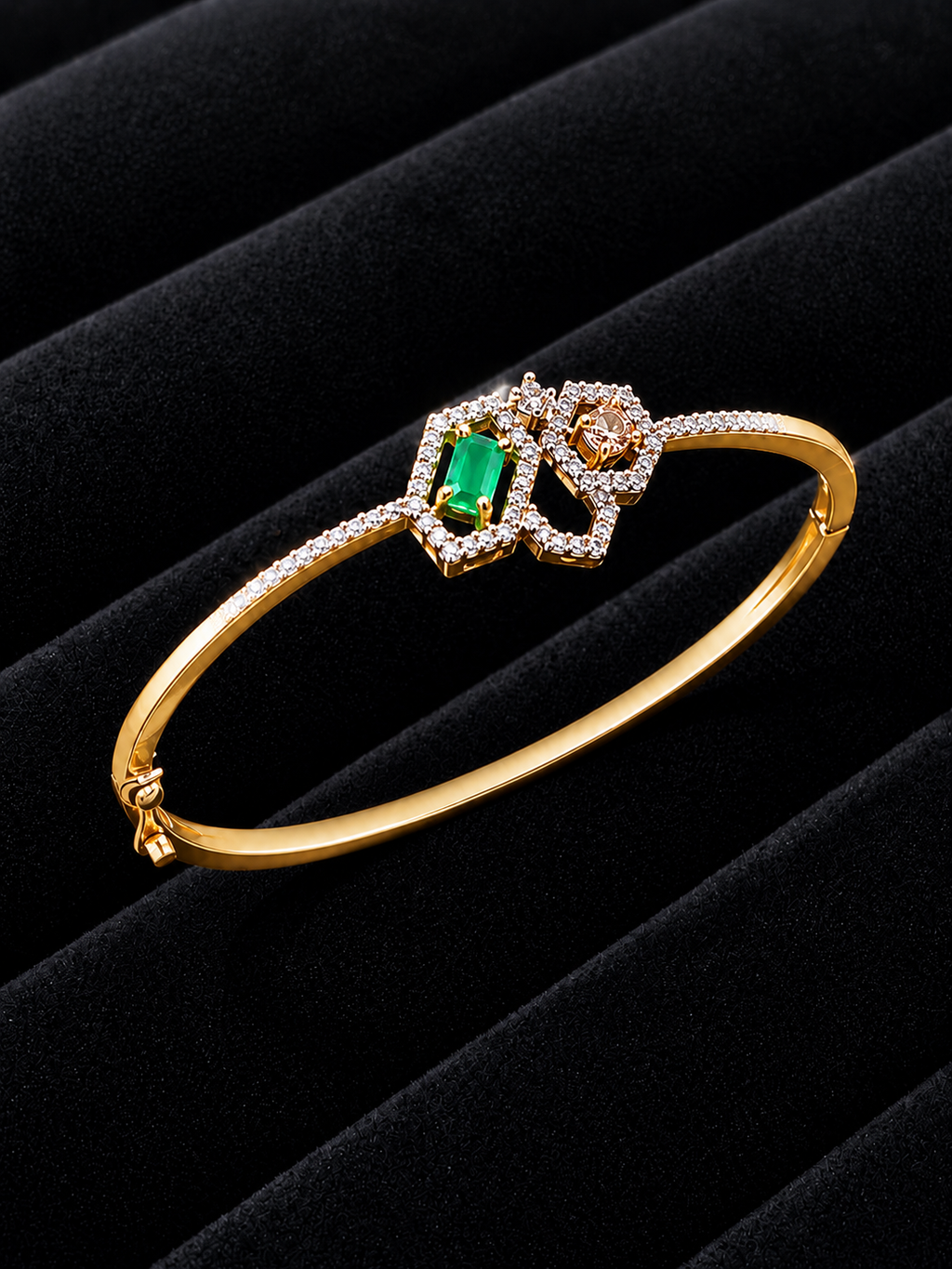 AD geometric gold-plated bangle bracelet